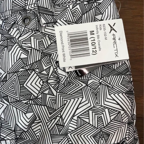 NEW MEDIUM 8-10 Arctix Kids Limitless Fleece Top Bib Overalls, Diamond Print Wh - Picture 7 of 8